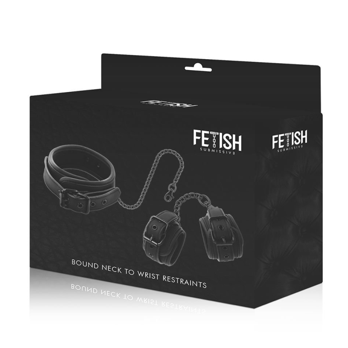 FETISH SUBMISSIVE - COLLAR AND WRIST CUFFS VEGAN LEATHER