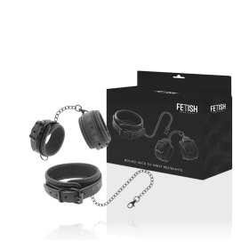 FETISH SUBMISSIVE - COLLAR AND WRIST CUFFS VEGAN LEATHER