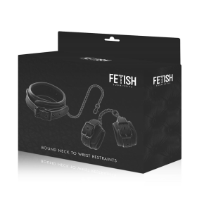 FETISH SUBMISSIVE - COLLAR AND WRIST CUFFS VEGAN LEATHER